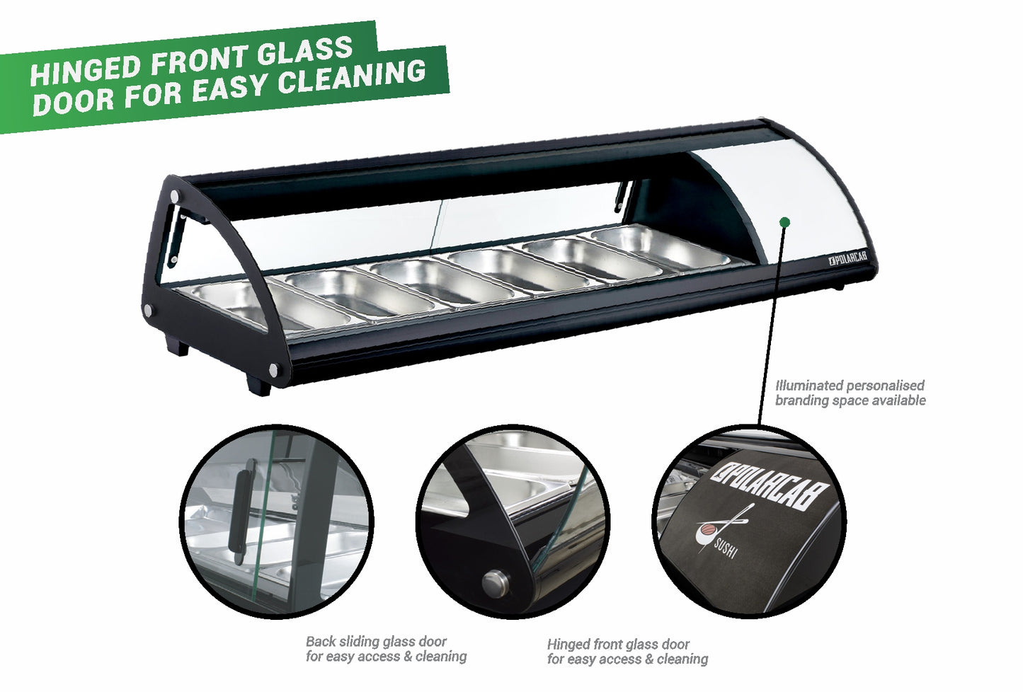 POLARCAB - Sushi fridge - 6 Div - 83L