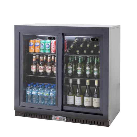 POLARCAB - Black Bar Cooler 2 Sliding/Door - 212L