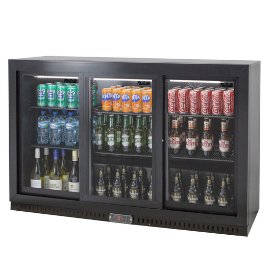 POLARCAB - Black Bar Cooler 3 Sliding/Door - 328L