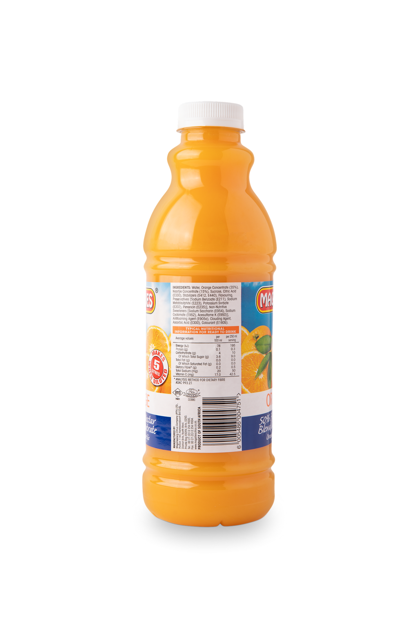 Magalies 1 litre Orange 50% 1+4 fruit nectar concentrate