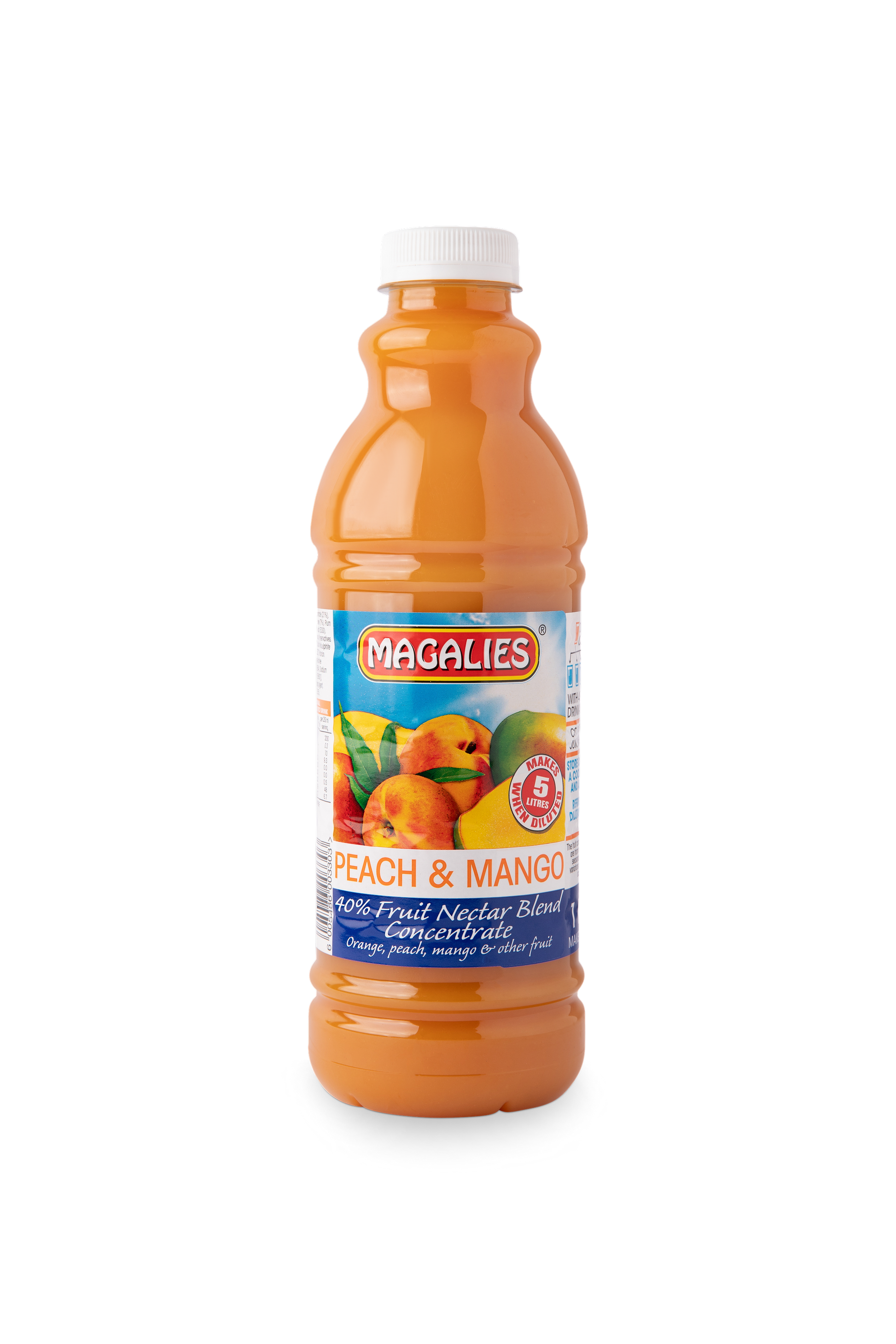 Magalies 1 litre Peach & Mango 40% 1+4 fruit nectar concentrate