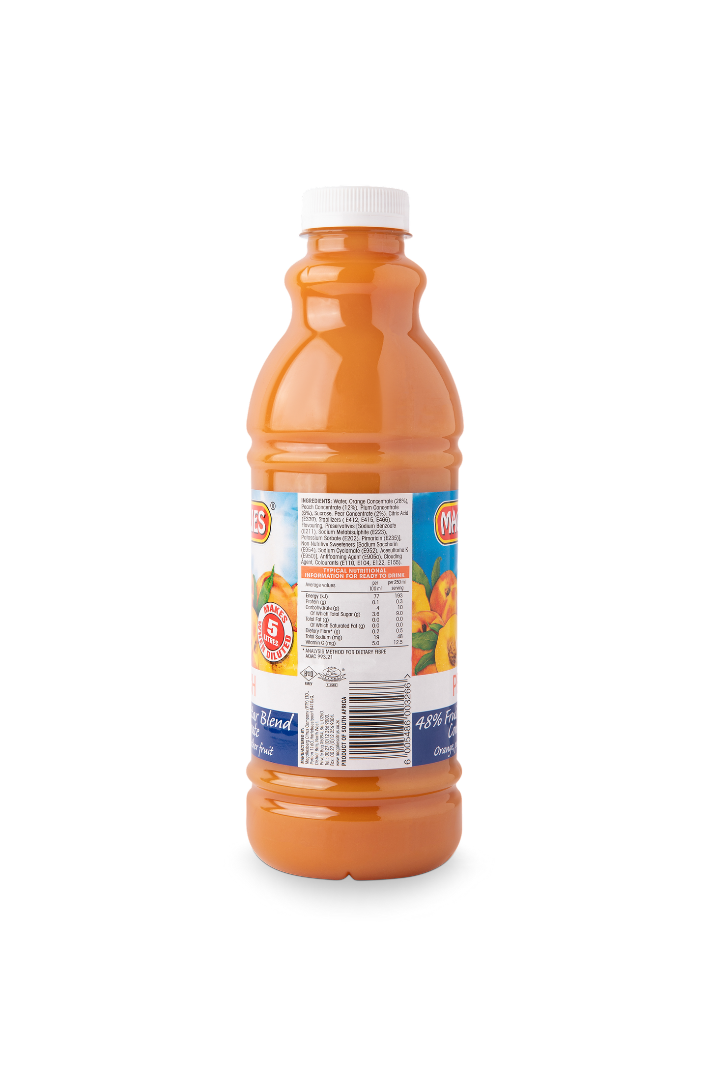 Magalies 1 litre Peach 48% 1+4 fruit nectar concentrate