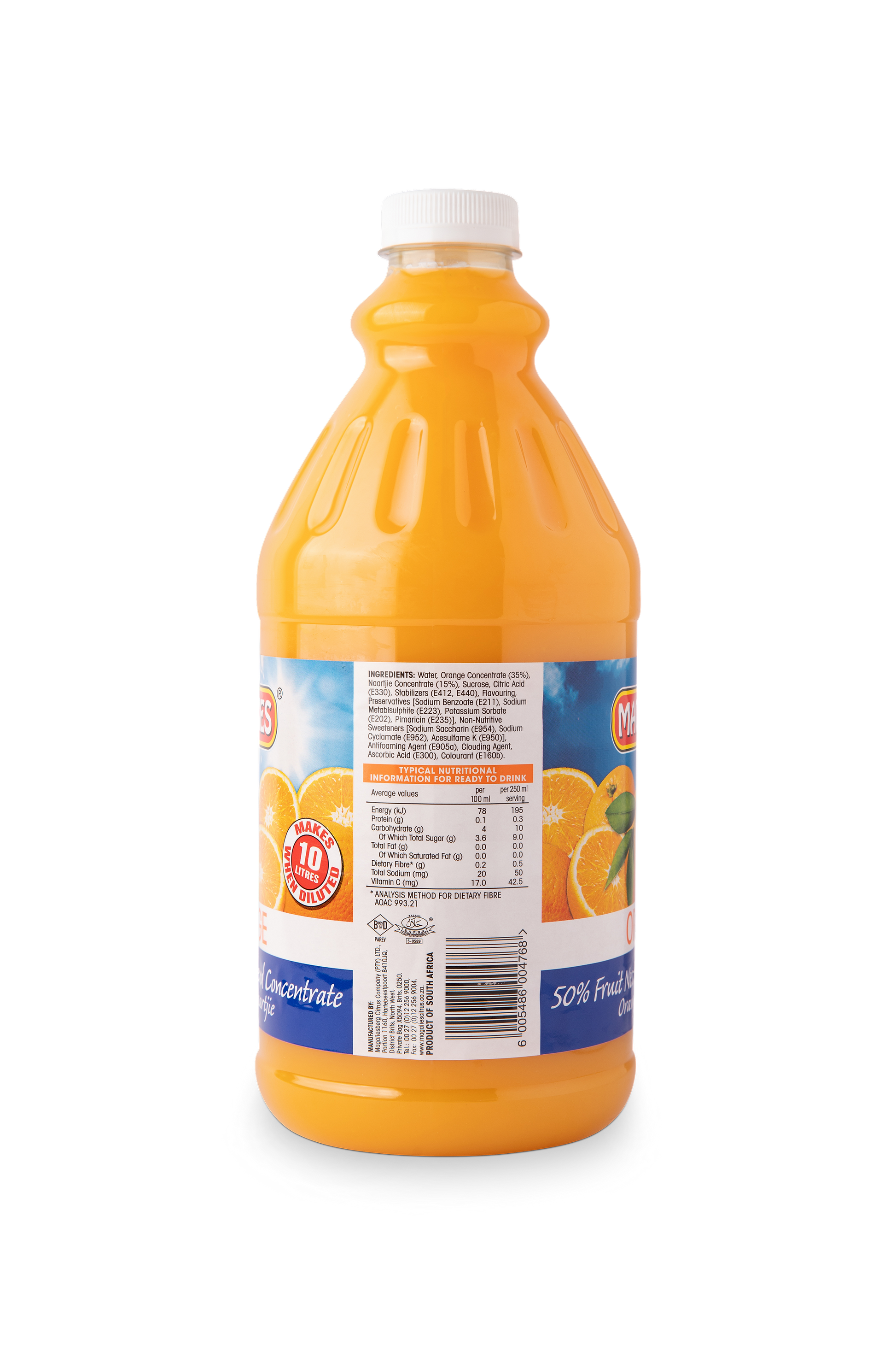 Magalies 2 litre Orange 50% 1+4 fruit nectar concentrate