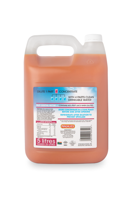 Magalies 5 litre Fruit Cocktail 40% 1+4 fruit nectar concentrate.