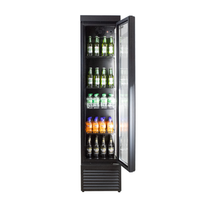 POLARCAB BLACK - Black Upright Fridge G/D Slim Line - 214L