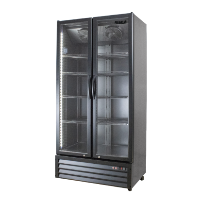 POLARCAB - Black Double Glass Door Fridge - 614L