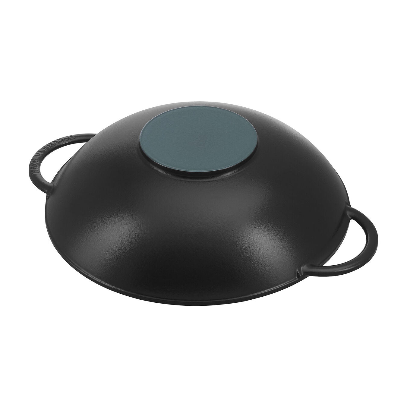 STAUB - Black Cast Iron Wok with Glass Lid - 37cm