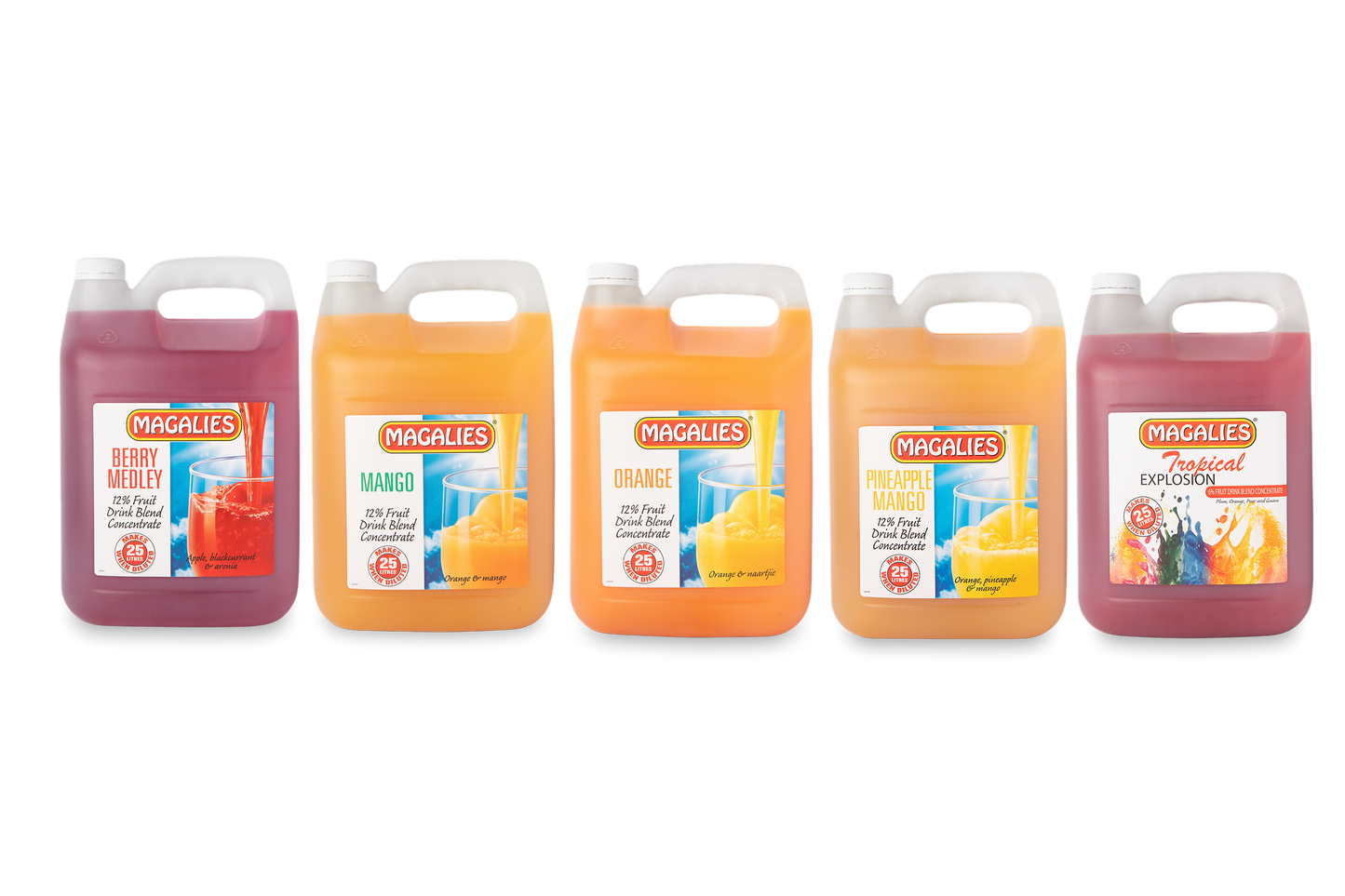 Magalies 5 litre fruit drink concentrate BUNDLE OF 5