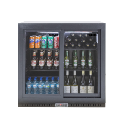 POLARCAB - Black Bar Cooler 2 Sliding/Door - 212L
