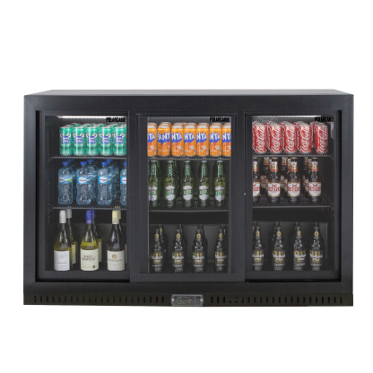 POLARCAB - Black Bar Cooler 3 Sliding/Door - 328L