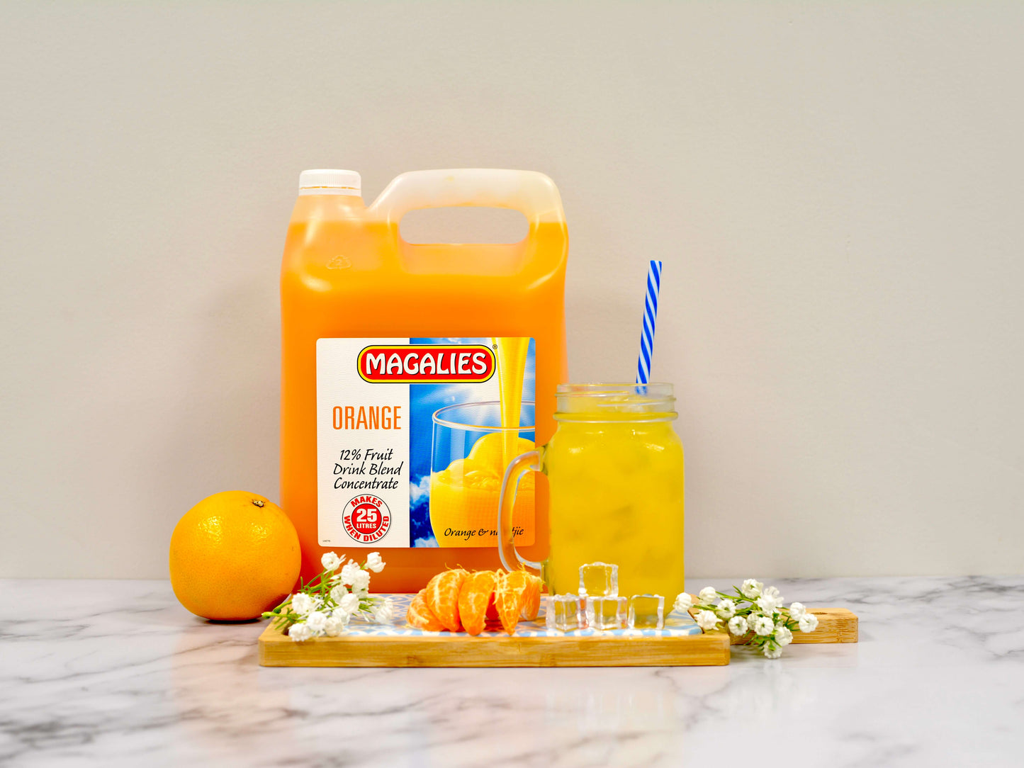 MAGALIES - 5 litre Orange 12% 1+4 fruit drink concentrate.