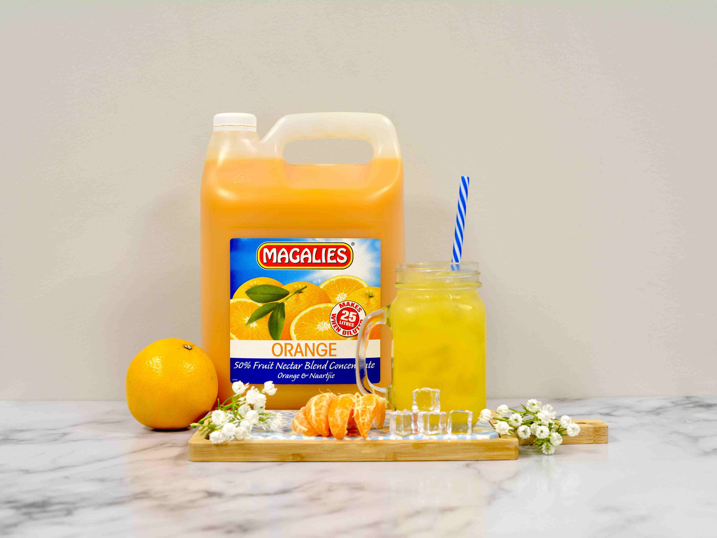 MAGALIES - 5 litre Orange 50% 1+4 fruit nectar concentrate.