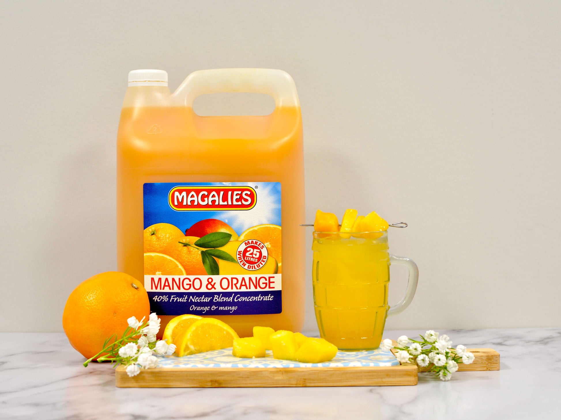 MAGALIES - 5 litre Mango & Orange 40% 1+4 fruit nectar concentrate.