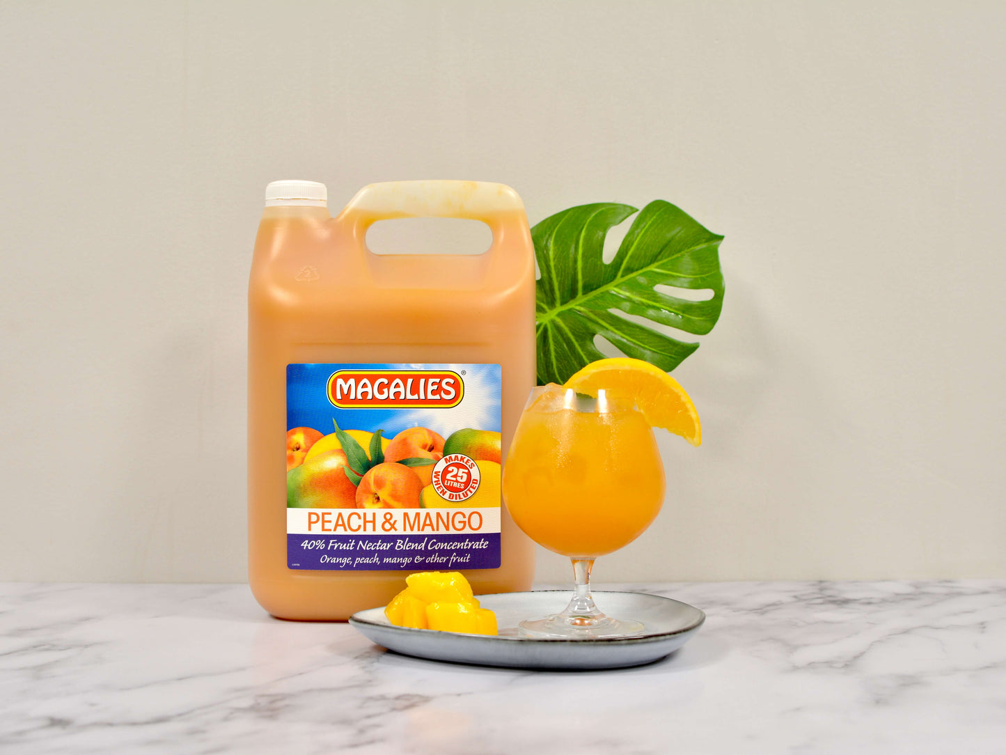 MAGALIES - 5 litre Peach & Mango 40% 1+4 fruit nectar concentrate