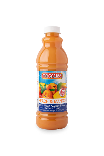 Magalies 1 litre Peach & Mango 40% 1+4 fruit nectar concentrate