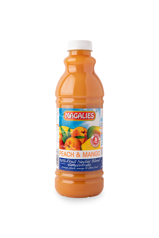 Magalies 1 litre Peach & Mango 40% 1+4 fruit nectar concentrate