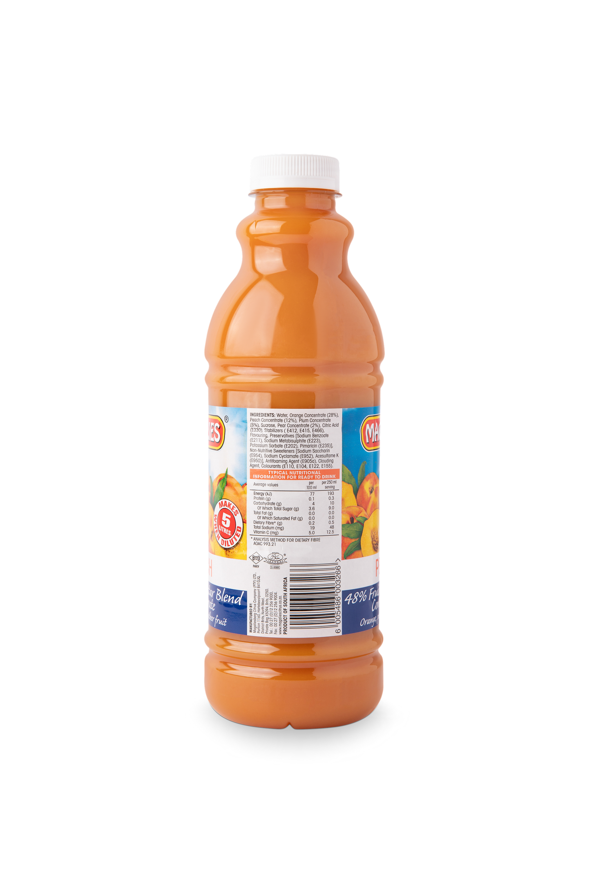 Magalies 1 litre Peach 48% 1+4 fruit nectar concentrate