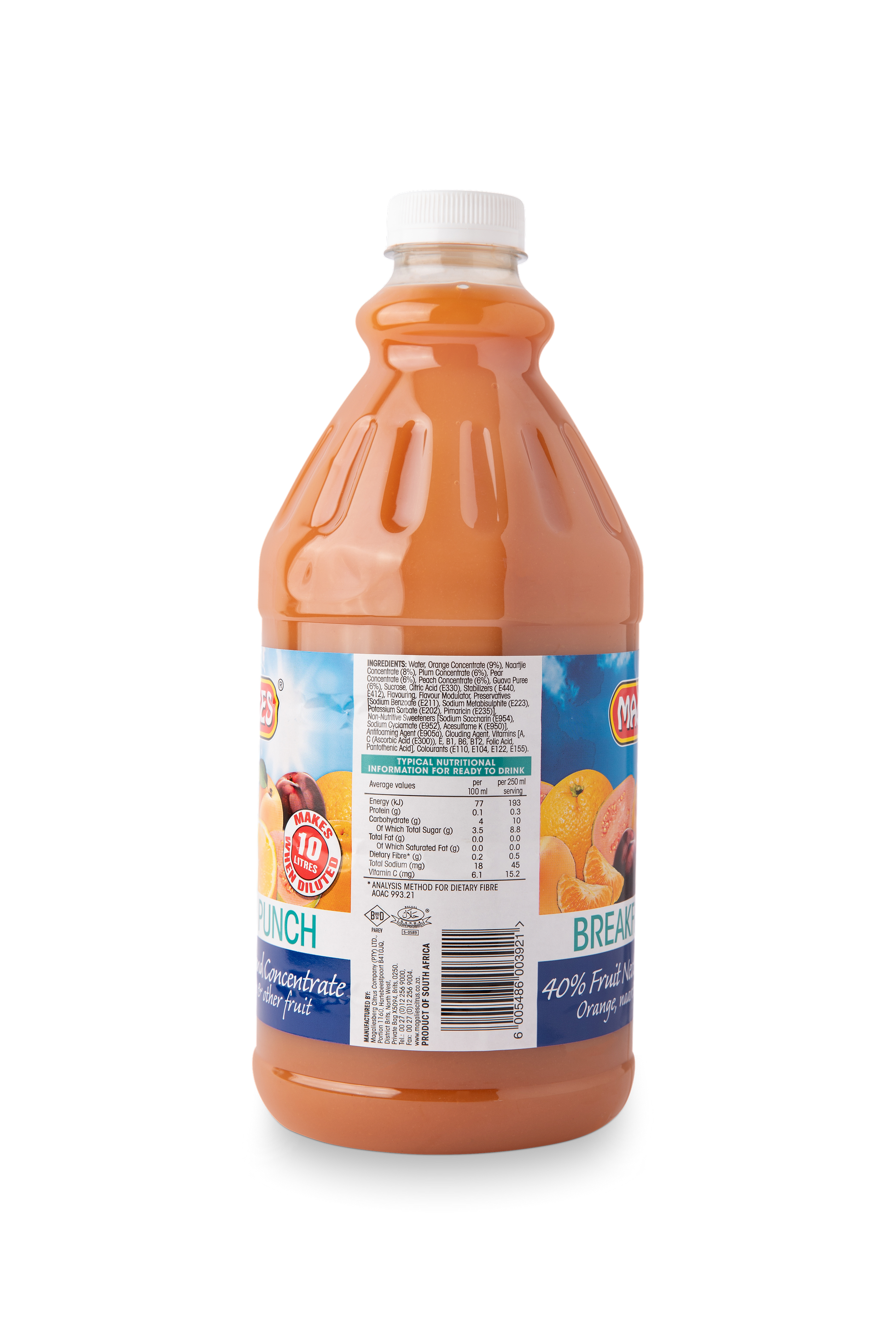 Magalies 2 litre Breakfast Punch 40% 1+4 fruit nectar concentrate