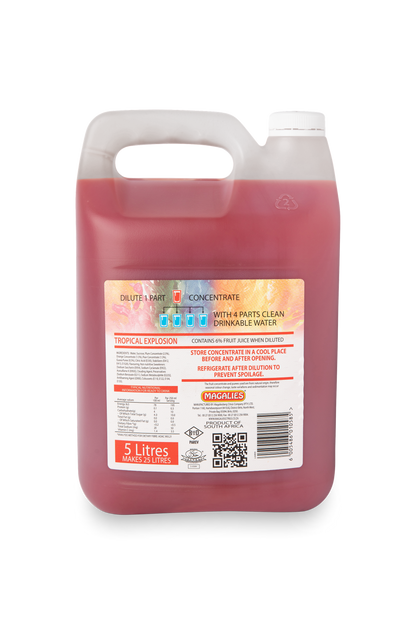 Magalies 5 litre Tropical Explosion 6% 1+4 fruit drink concentrate.