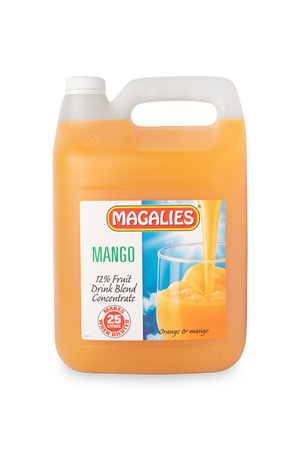 Magalies 5 litre Mango 12% 1+4 fruit drink concentrate.