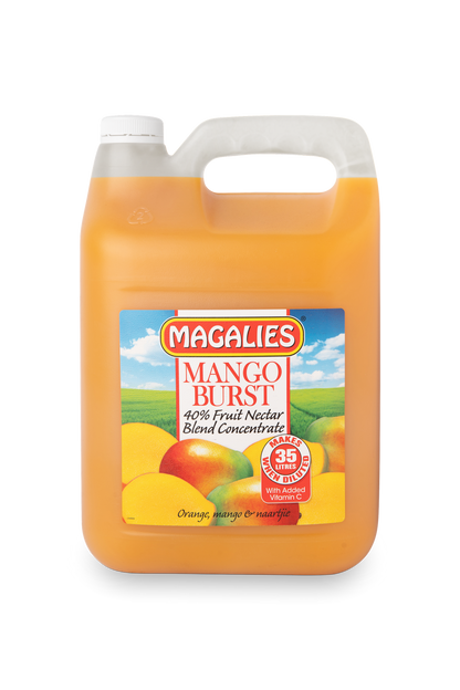 Magalies 5 litre Mango Burst 40% 1+6 fruit nectar concentrate.