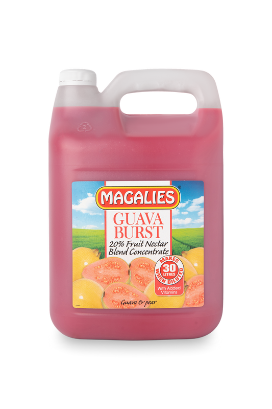 Magalies 5 litre Guava Burst 20% 1+5 fruit nectar concentrate.