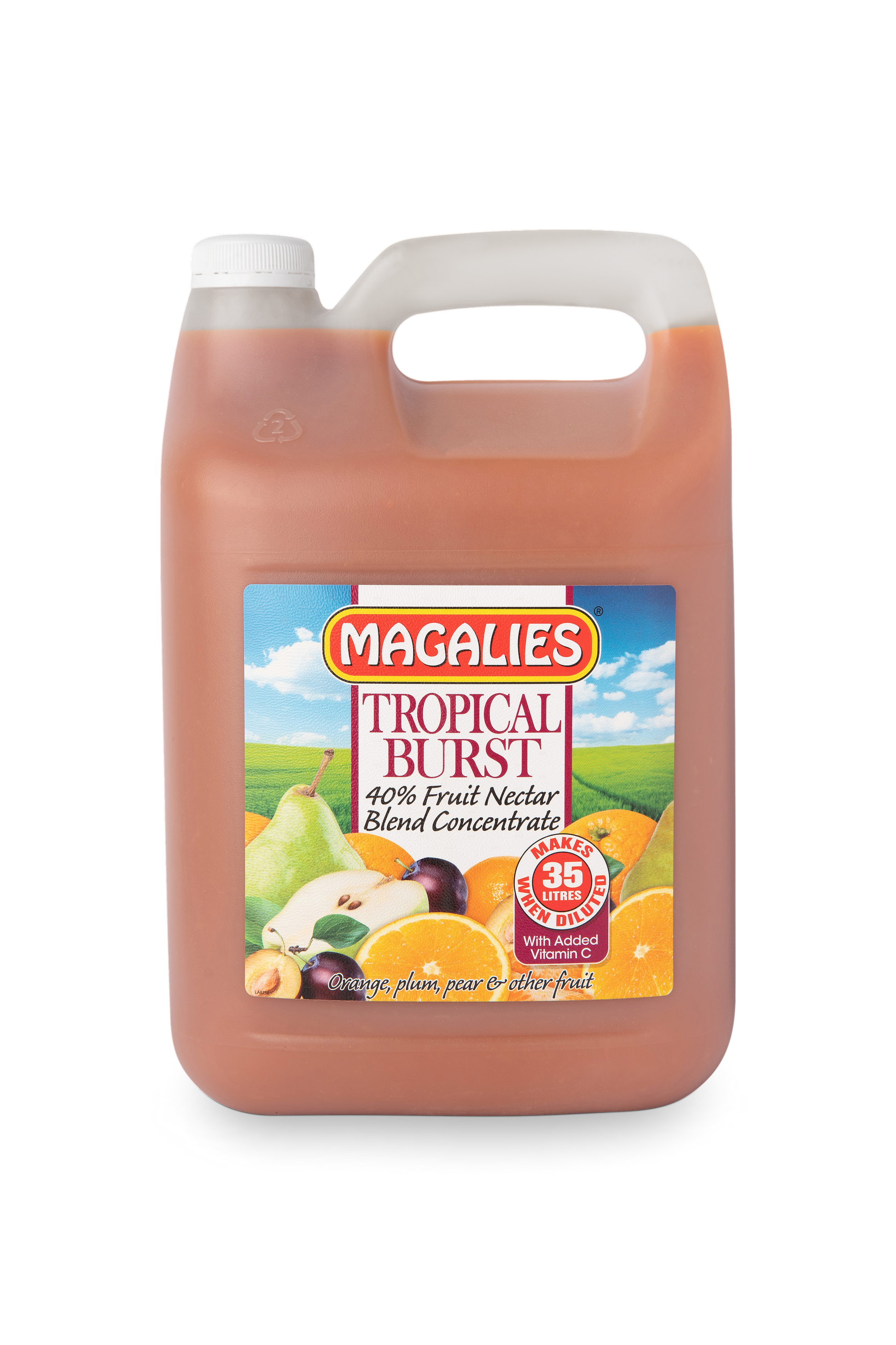 Magalies 5 litre Tropical Burst 40% 1+6 fruit nectar concentrate.