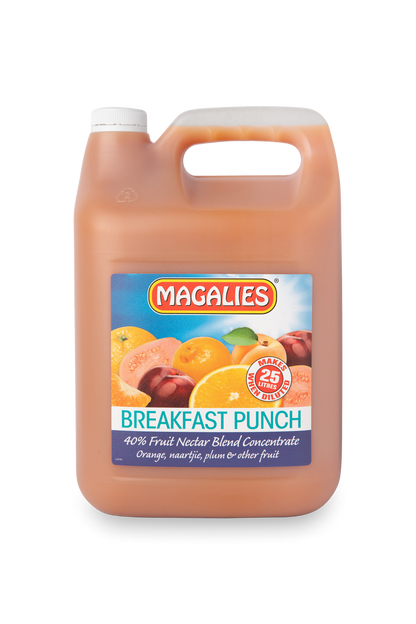 Magalies 5 litre Breakfast Punch 40% 1+4 fruit nectar concentrate.