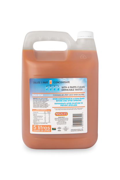 Magalies 5 litre Peach 48% 1+4 fruit nectar concentrate