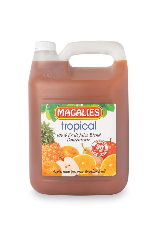 Magalies 5 litre Tropical Punch 100% 1+5 fruit juice concentrate.