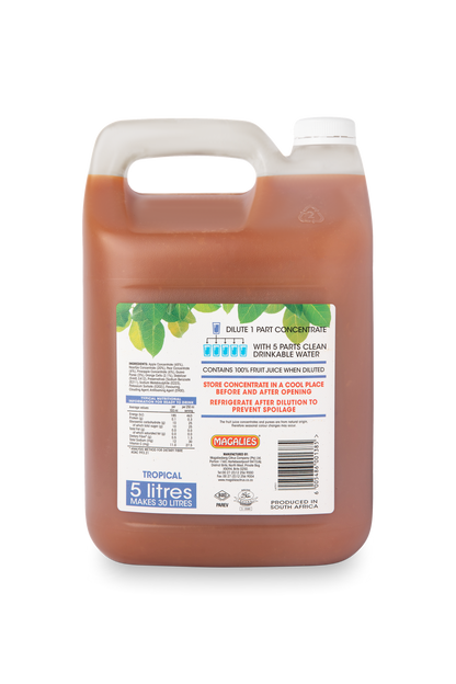 Magalies 5 litre Tropical Punch 100% 1+5 fruit juice concentrate.