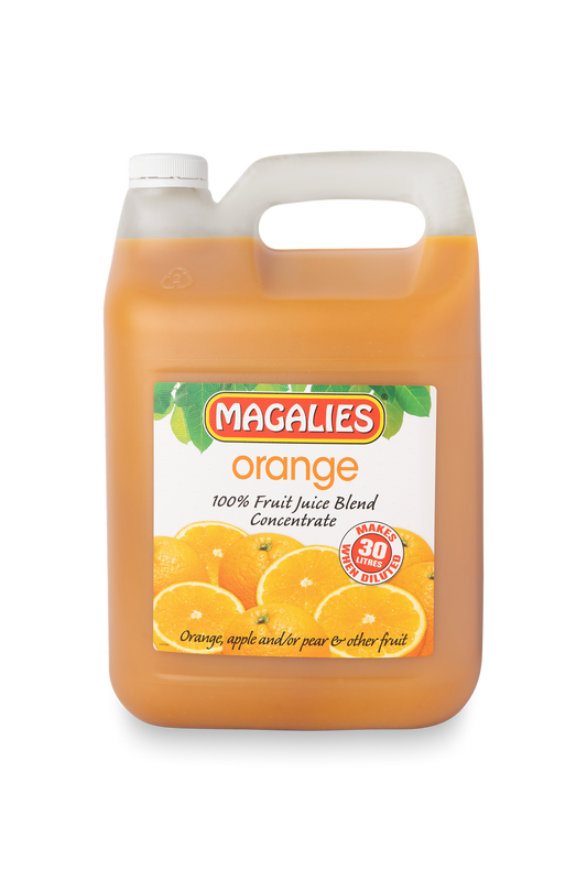 Magalies 5 litre Orange & Cells 100% 1+5 fruit juice concentrate.
