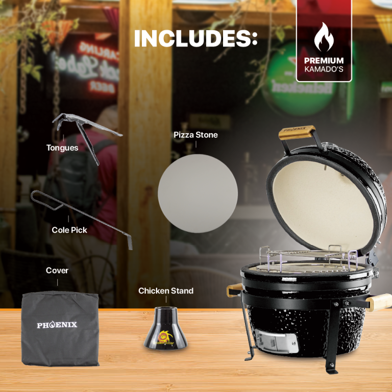 PHOENIX - Kamado Mini 16″ – Tabletop Grill (Black)