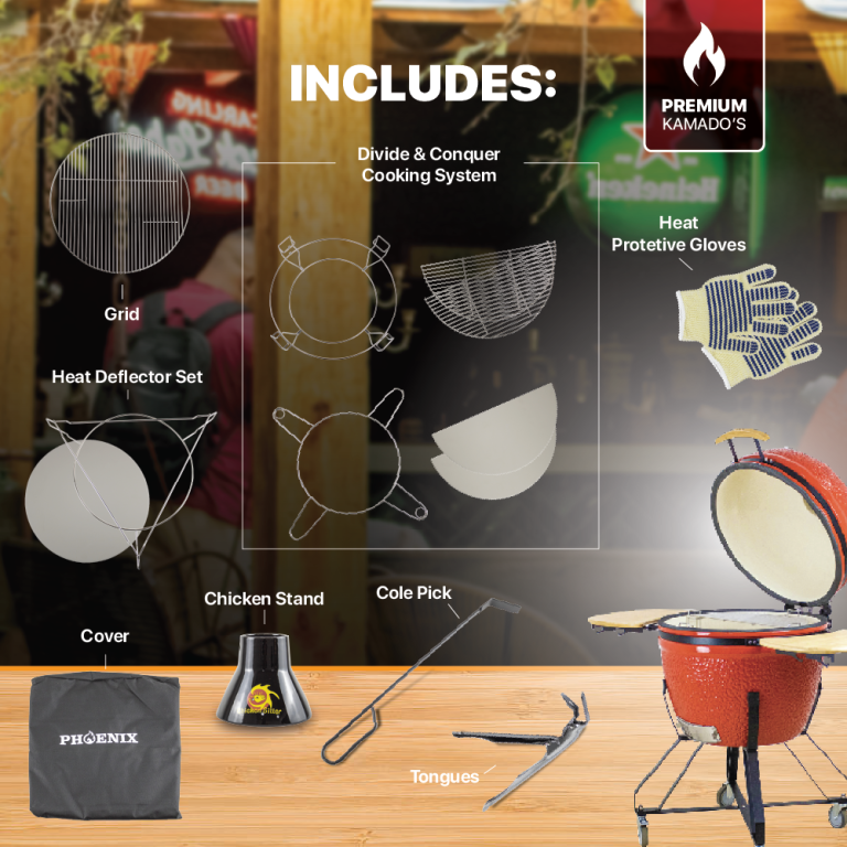 PHOENIX - Kamado Large 23″ – Ceramic Grill (Black)
