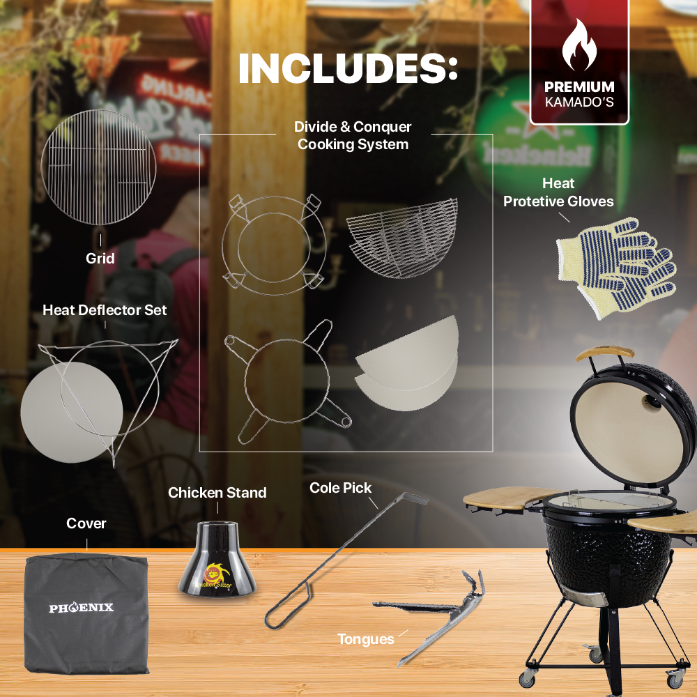 PHOENIX - Kamado Jumbo 27″ – Ceramic Grill (Black)