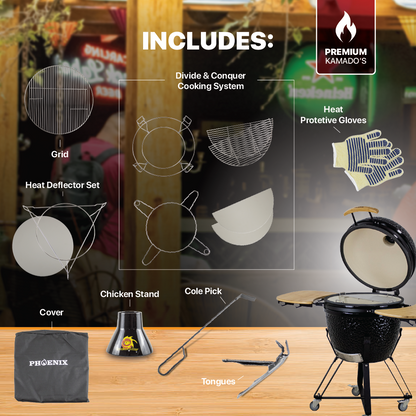 PHOENIX - Kamado Jumbo 27″ – Ceramic Grill (Black)