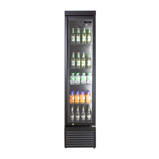 POLARCAB BLACK - Black Upright Fridge G/D Slim Line - 214L