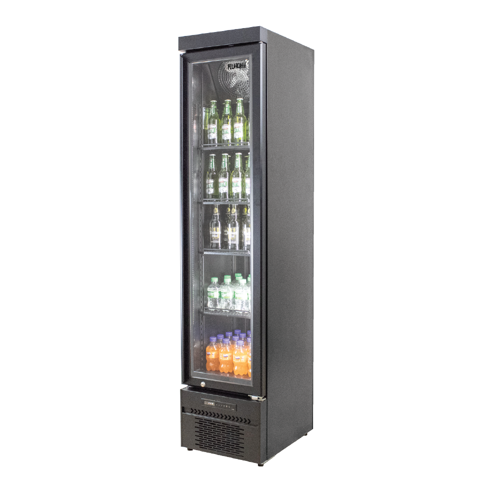 POLARCAB BLACK - Black Upright Fridge G/D Slim Line - 214L