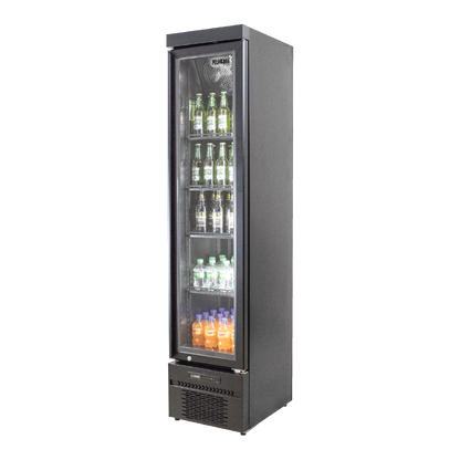 POLARCAB BLACK - Black Upright Fridge G/D Slim Line - 214L