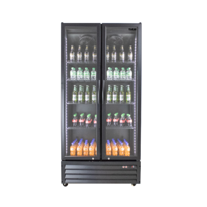 POLARCAB - Black Double Glass Door Fridge - 614L