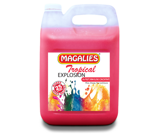 Magalies 5 litre Tropical Explosion 6% 1+4 fruit drink concentrate.