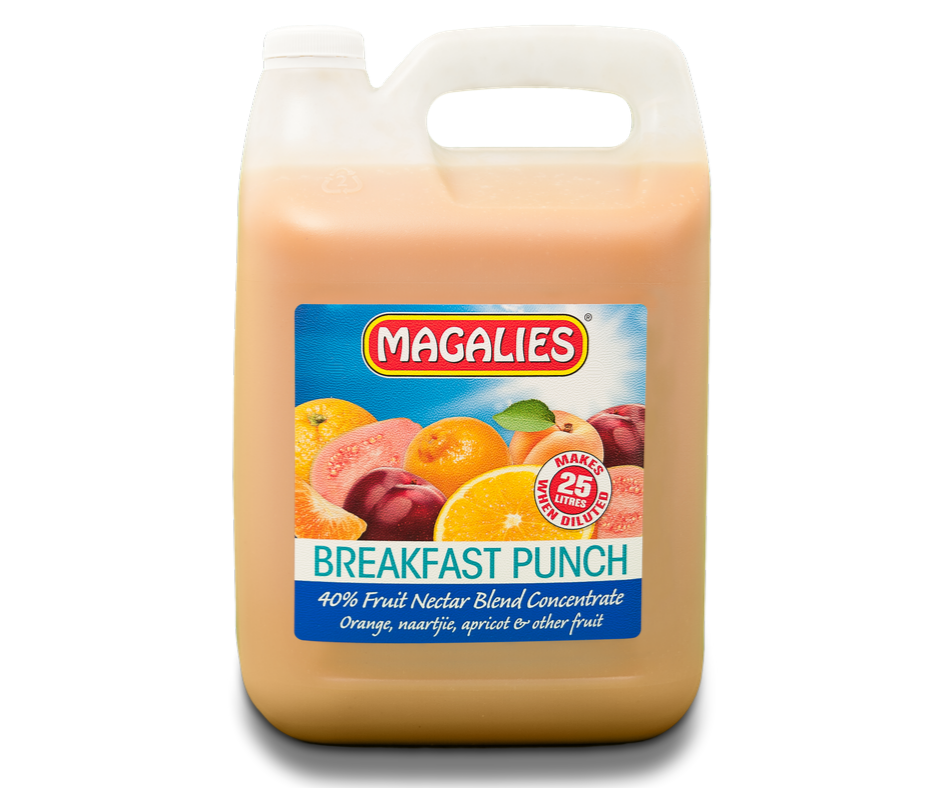 Magalies 5 litre Breakfast Punch 40% 1+4 fruit nectar concentrate.