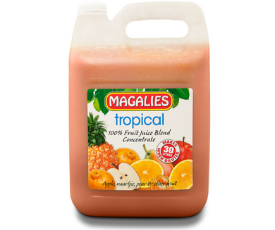 Magalies 5 litre Tropical Punch 100% 1+5 fruit juice concentrate.