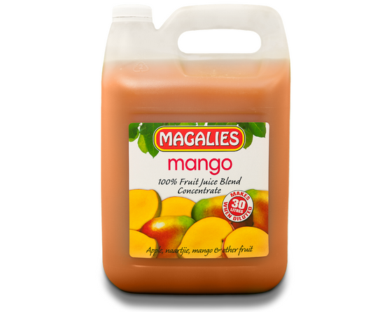 Magalies 5 litre Mango 100% 1+5 fruit juice concentrate.