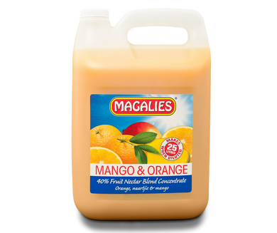 Magalies 5 litre Mango & Orange 40% 1+4 fruit nectar concentrate.