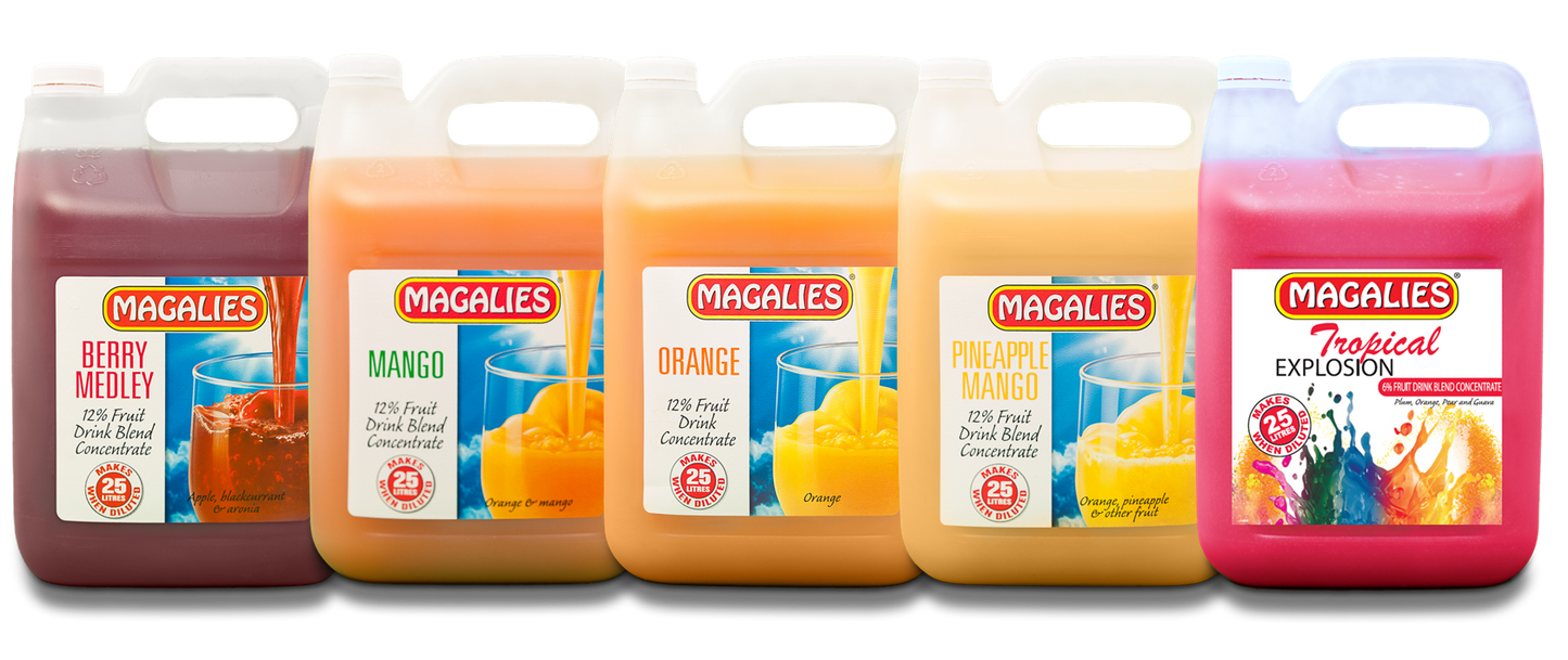 Magalies 5 litre fruit drink concentrate BUNDLE OF 5