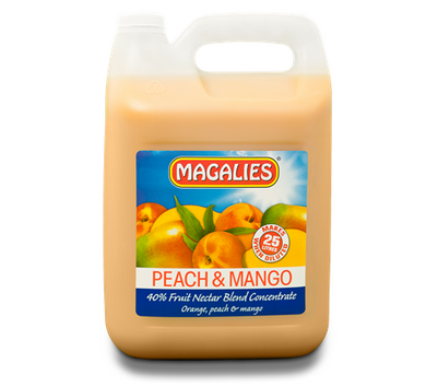 Magalies 5 litre Peach & Mango 40% 1+4 fruit nectar concentrate