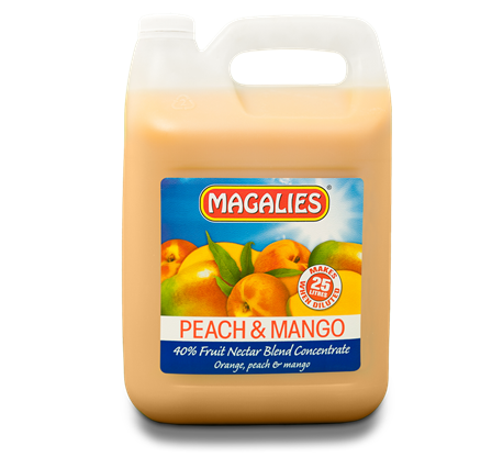 Magalies 5 litre Peach & Mango 40% 1+4 fruit nectar concentrate